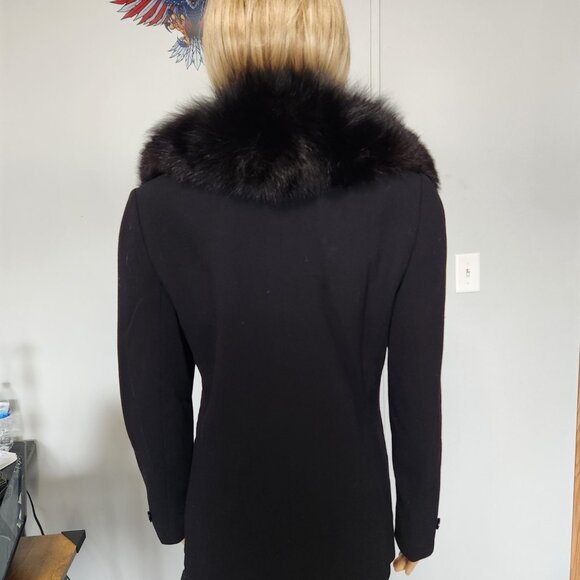 #714 Polyester blazer/jacket, fox fur - Picture 3 of 5